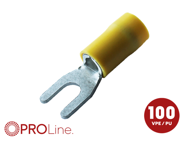 GAFFELSKO 4MM GUL 4,0-6,0MM² 100 STK