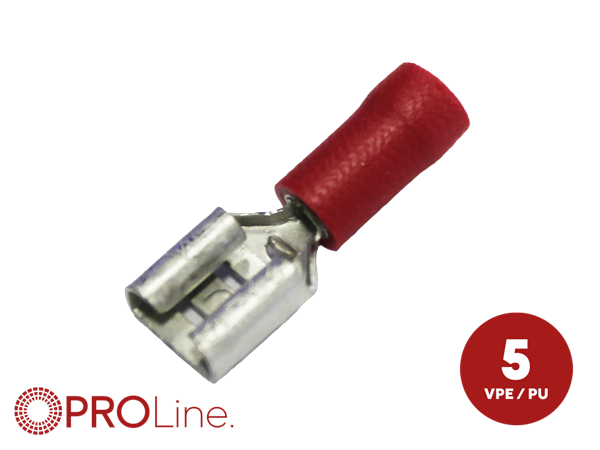 KABELSKO 6,3MM RØD HUN 0,5-1,5MM² 5 STK I BLISTER