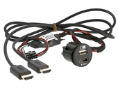 UNIVERSAL USB/HDMI BØSNING TIL INDBYGNING M/OPLADER 12/24V 2,1A