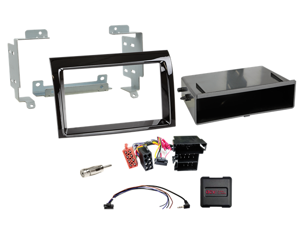 ACV KOMPLET 1-2 DIN MONT. KIT DUCATO, BOXER, JUMPER 2006 > 2021 UDEN OEM RADIO FRA FABRIK (PIANO SORT)